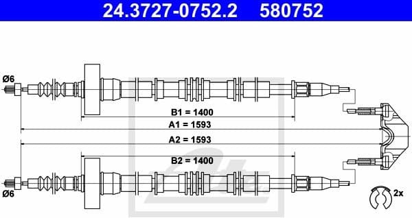 Cable Pull, parking brake 24.3727-0752.2