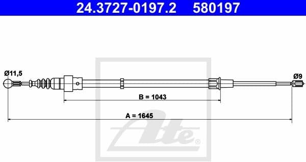 Cable Pull, parking brake 24.3727-0197.2