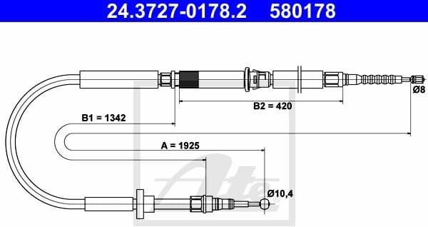 Cable Pull, parking brake 24.3727-0178.2