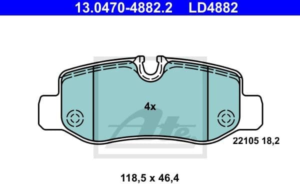 Brake Pad Set, disc brake ATE Ceramic 13.0470-4882.2