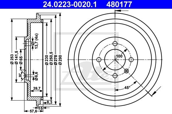 Brake Drum 24.0223-0020.1