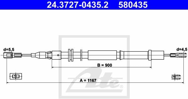 Cable Pull, parking brake 24.3727-0435.2