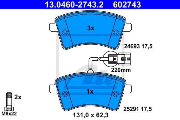 Brake Pad Set, disc brake 13.0460-2743.2