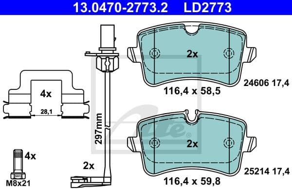 Brake Pad Set, disc brake ATE Ceramic 13.0470-2773.2