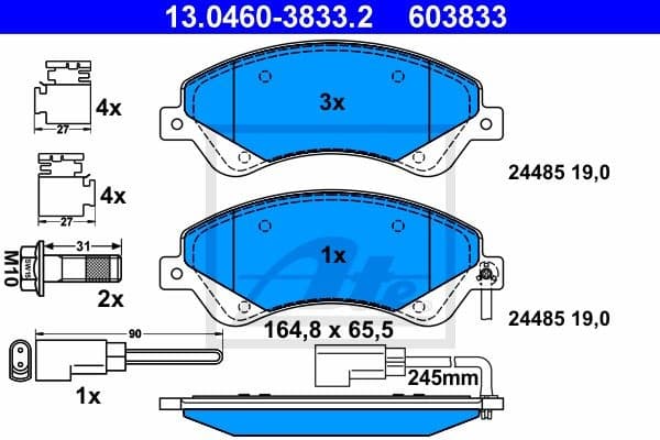 Brake Pad Set, disc brake 13.0460-3833.2