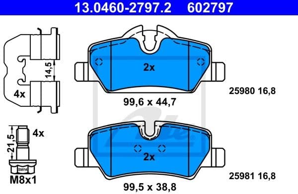 Brake Pad Set, disc brake 13.0460-2797.2