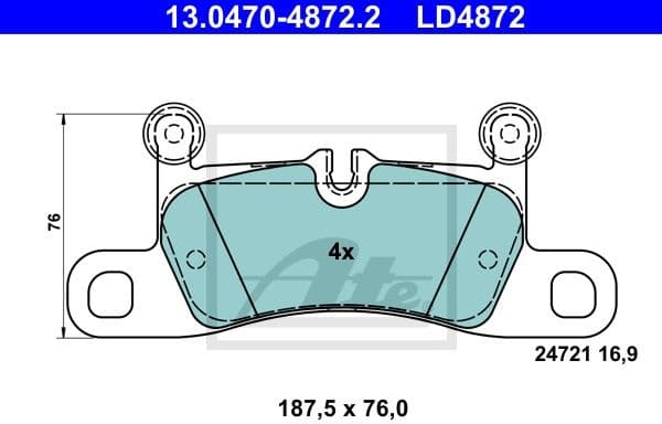 Brake Pad Set, disc brake ATE Ceramic 13.0470-4872.2