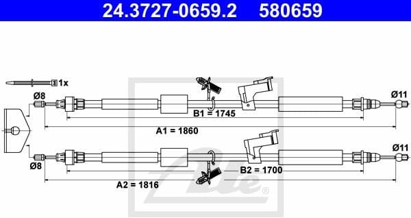 Cable Pull, parking brake 24.3727-0659.2