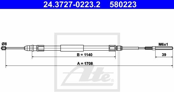 Cable Pull, parking brake 24.3727-0223.2