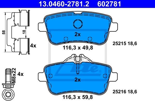 Brake Pad Set, disc brake 13.0460-2781.2