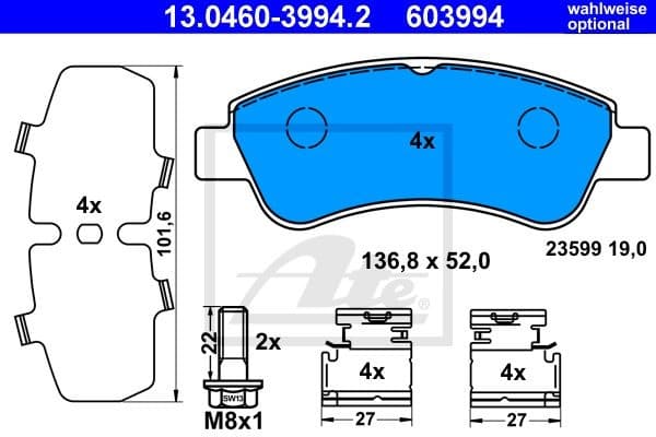 Brake Pad Set, disc brake 13.0460-3994.2 - image 2