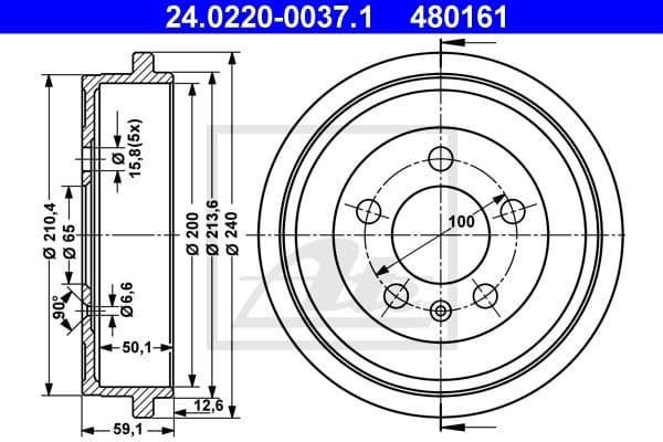 Brake Drum 24.0220-0037.1