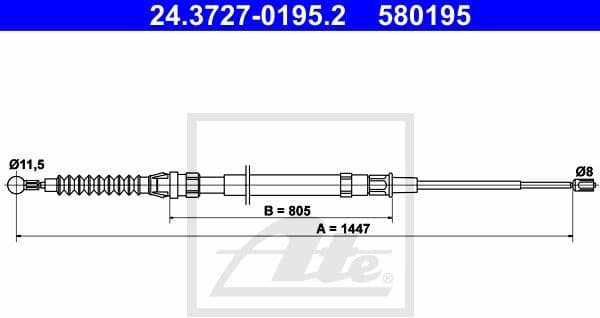 Cable Pull, parking brake 24.3727-0195.2