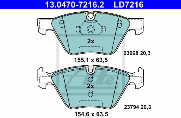 Brake Pad Set, disc brake ATE Ceramic 13.0470-7216.2