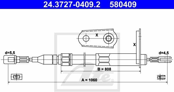 Cable Pull, parking brake 24.3727-0409.2