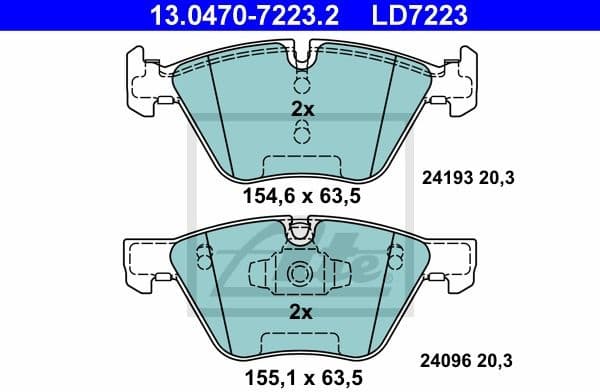 Brake Pad Set, disc brake ATE Ceramic 13.0470-7223.2