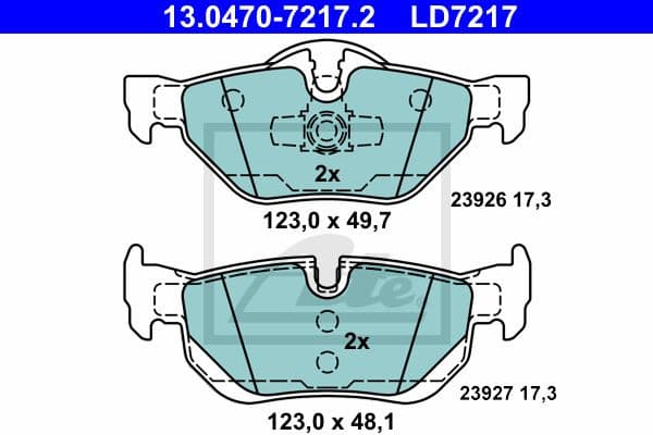 Brake Pad Set, disc brake ATE Ceramic 13.0470-7217.2