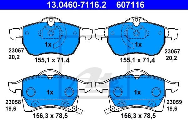 Brake Pad Set, disc brake 13.0460-7116.2