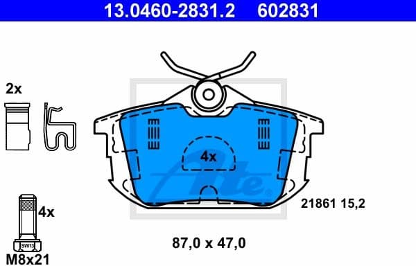 Brake Pad Set, disc brake 13.0460-2831.2