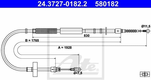 Cable Pull, parking brake 24.3727-0182.2