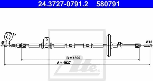Cable Pull, parking brake 24.3727-0791.2