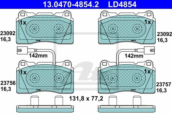 Brake Pad Set, disc brake ATE Ceramic 13.0470-4854.2