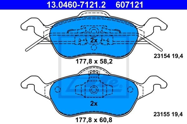 Brake Pad Set, disc brake 13.0460-7121.2