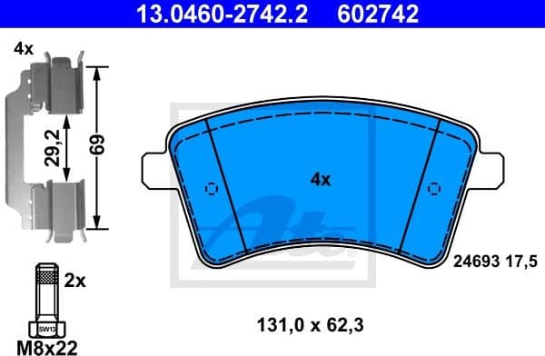Brake Pad Set, disc brake 13.0460-2742.2