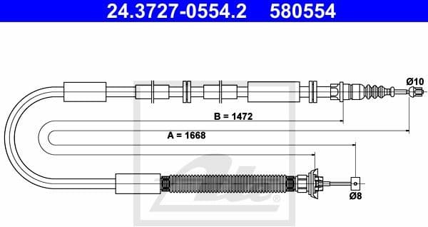 Cable Pull, parking brake 24.3727-0554.2