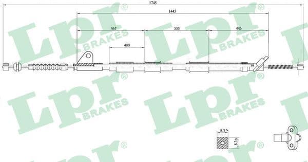 Cable Pull, parking brake C0858B