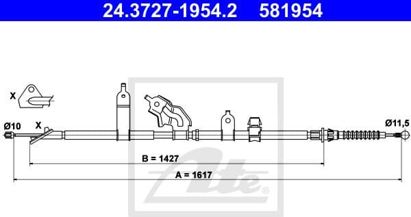 Cable Pull, parking brake 24.3727-1954.2