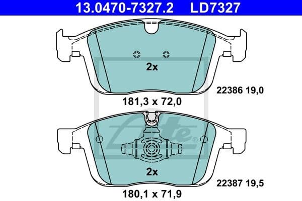 Brake Pad Set, disc brake ATE Ceramic 13.0470-7327.2