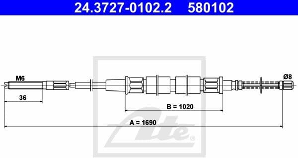 Cable Pull, parking brake 24.3727-0102.2