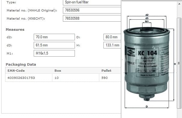 Filter diesel fuel KC104