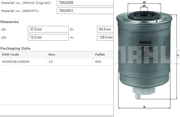 Filter diesel fuel KC109