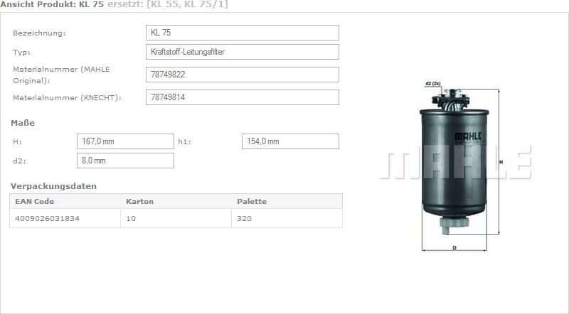 Filter diesel fuel KL75 - image 4