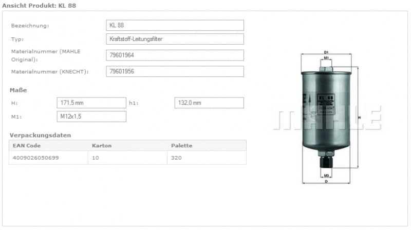 Fuel Filter KL88