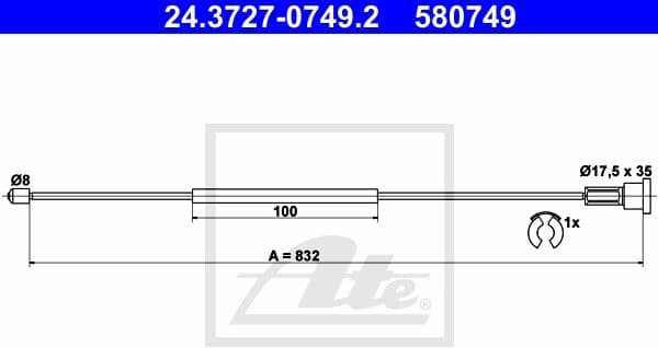 Cable Pull, parking brake 24.3727-0749.2