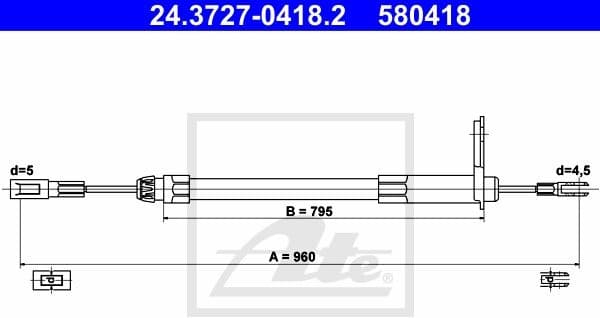 Cable Pull, parking brake 24.3727-0418.2