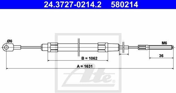 Cable Pull, parking brake 24.3727-0214.2