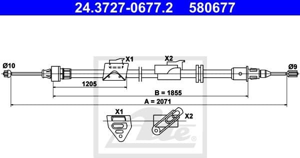 Cable Pull, parking brake 24.3727-0677.2