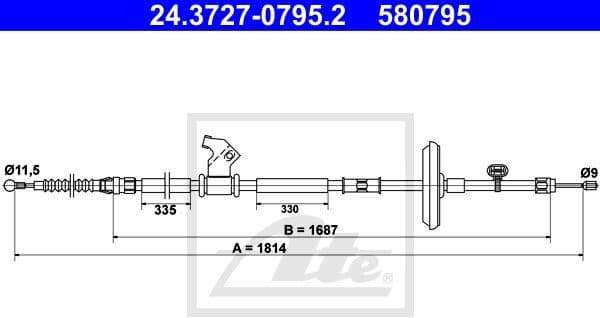 Cable Pull, parking brake 24.3727-0795.2