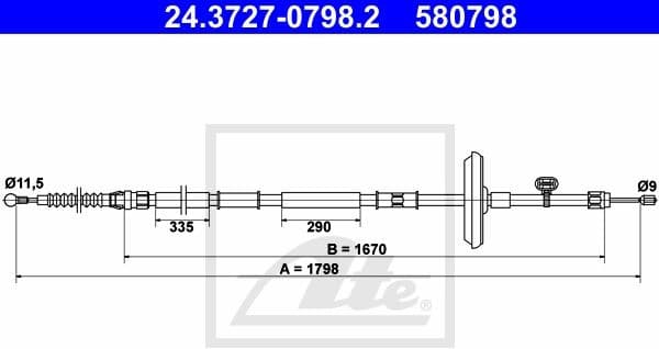 Cable Pull, parking brake 24.3727-0798.2