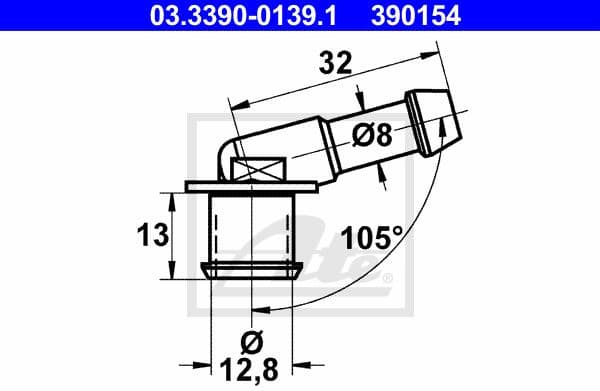 Connection Piece, hose line 03.3390-0139.1
