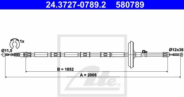 Cable Pull, parking brake 24.3727-0789.2