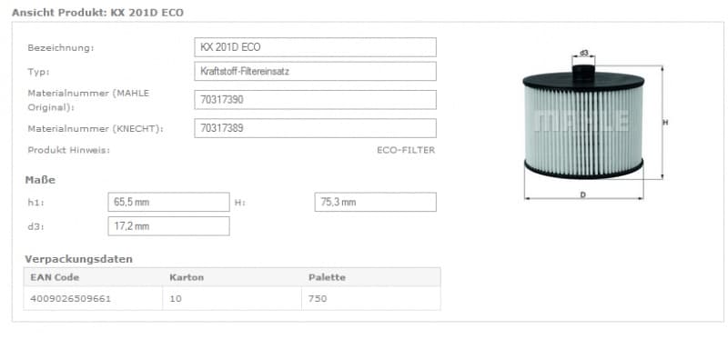 Filter diesel fuel KX201D - image 4