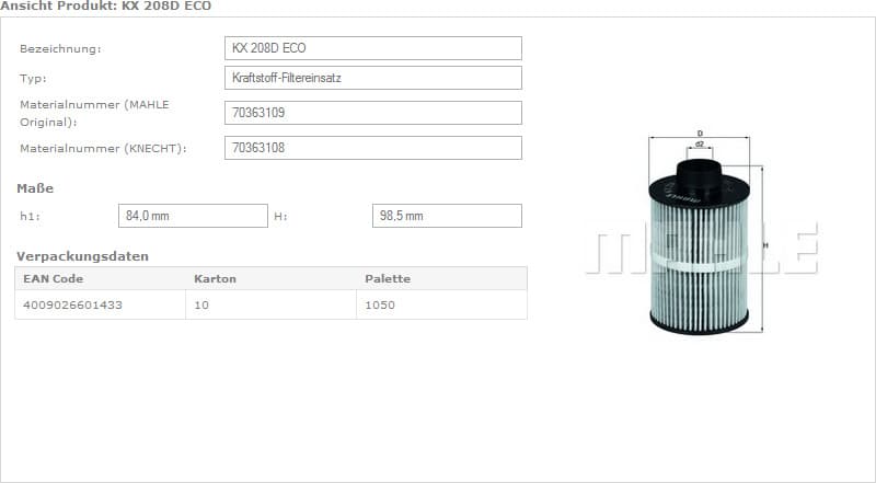 Filter diesel fuel KX208D - image 4