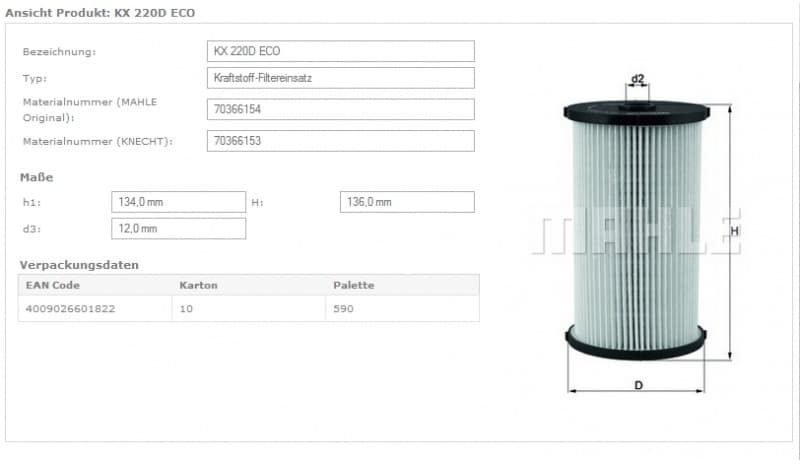 Filter diesel fuel KX220D - image 10