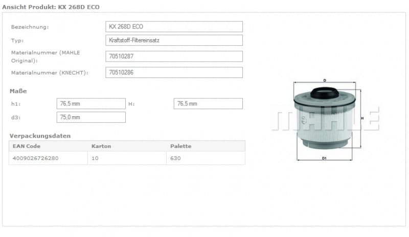 Filter diesel fuel KX268D - image 4