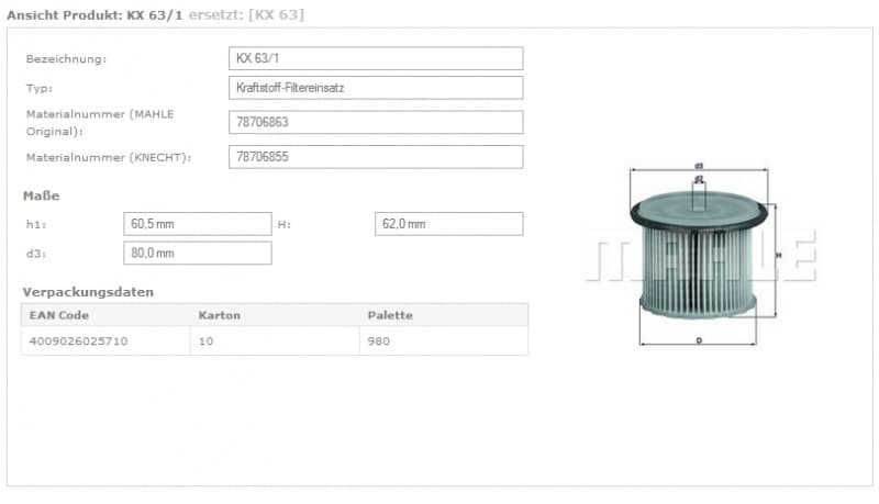 Filter diesel fuel KX63/1 - image 3
